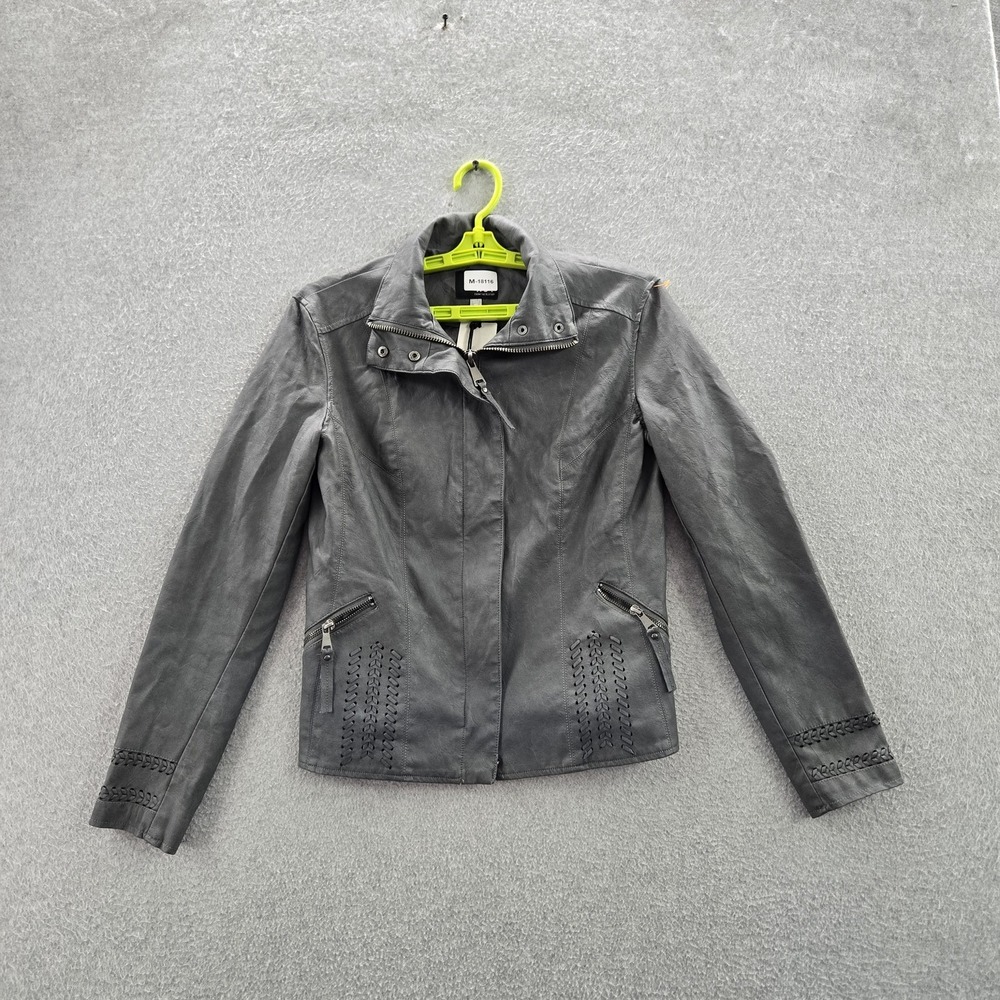Kut From The Kloth Women Jacket XS Gray  Eveline Moto Zipper Faux Suede